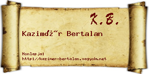 Kazimér Bertalan névjegykártya